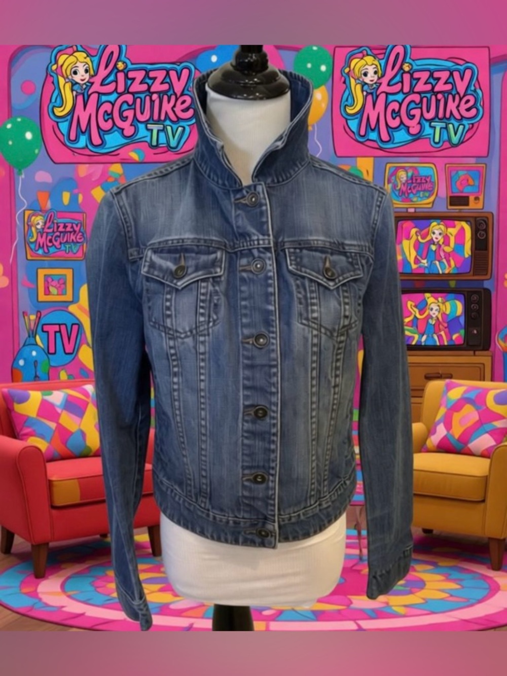 Denim Jacket Womens Size Small Lightweight Classic Faded Blue w/Metal Buttons